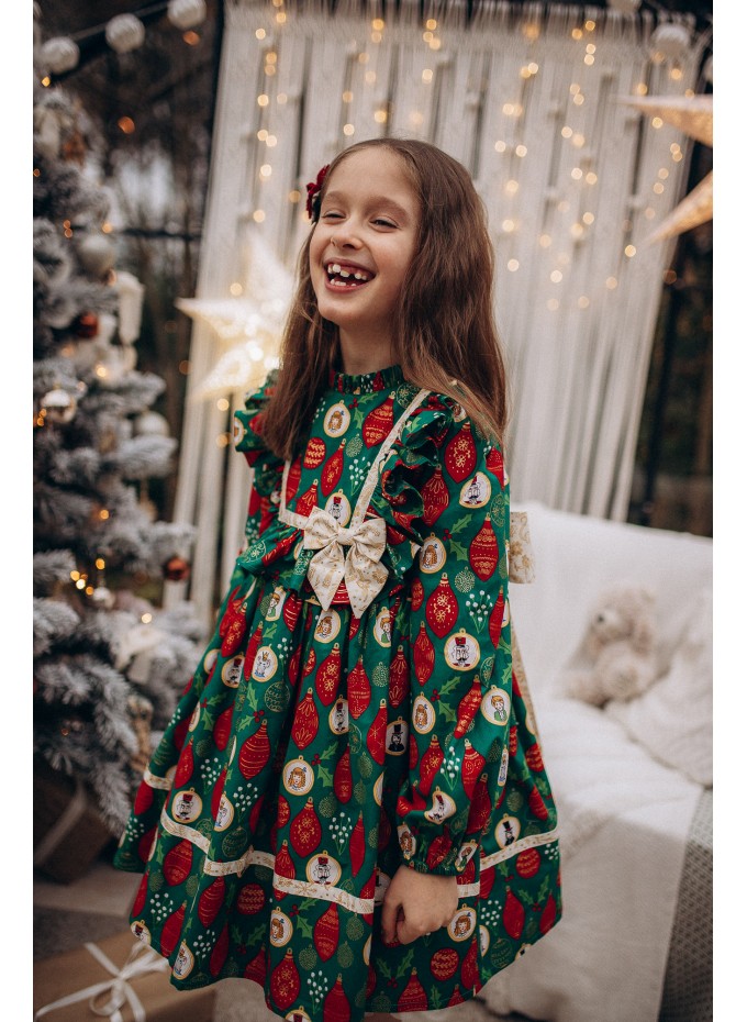 Enchanted Green Nutcracker Holiday Dress