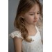 Charming Ivory Flower Girl Dress with Lace Details and Bow Accent